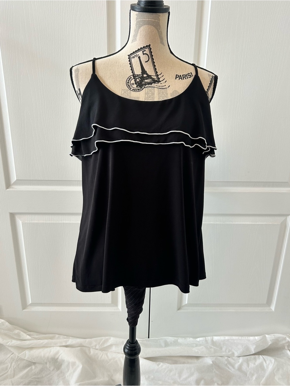 Ricki's Black Spaghetti-Strap Ruffle Trim Camisole